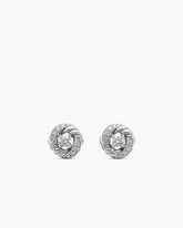 Petite Infinity Stud Earrings in Sterling Silver with Diamonds, 7.8mm